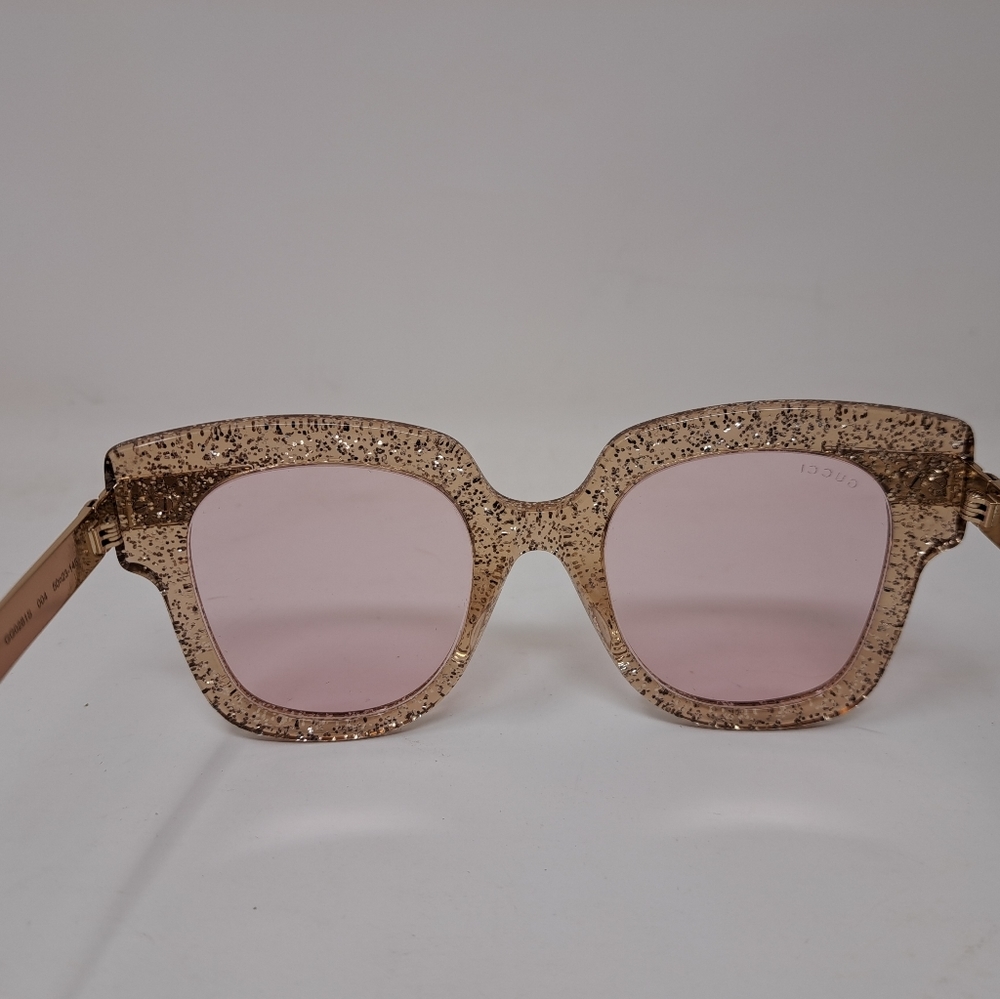 Gucci Women's Sunglasses Gold Glitter Web Stripe Square GG0281SA 004 50-23-146 - Picture 13 of 15